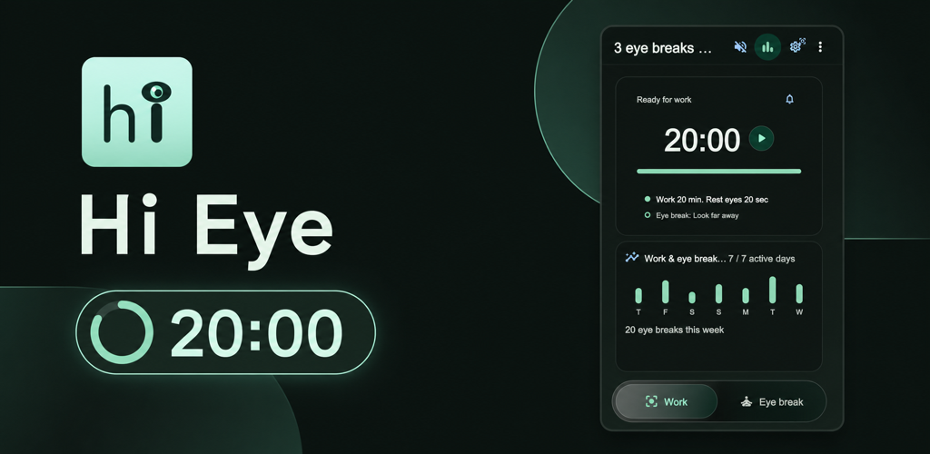 Hi Eye work timer and weekly eye-break progress