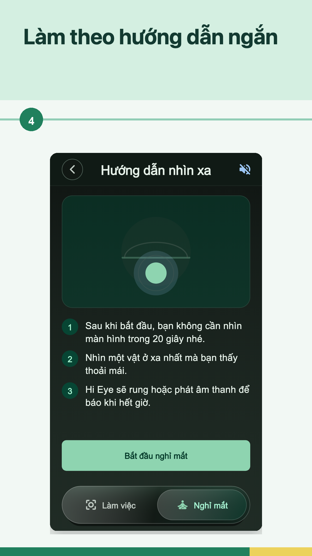 Hướng dẫn nhìn xa để nghỉ mắt trong Hi Eye